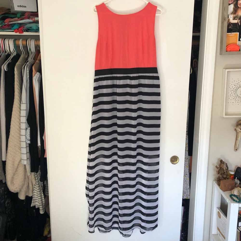 Xhilaration Salmon Striped Maxi Dress